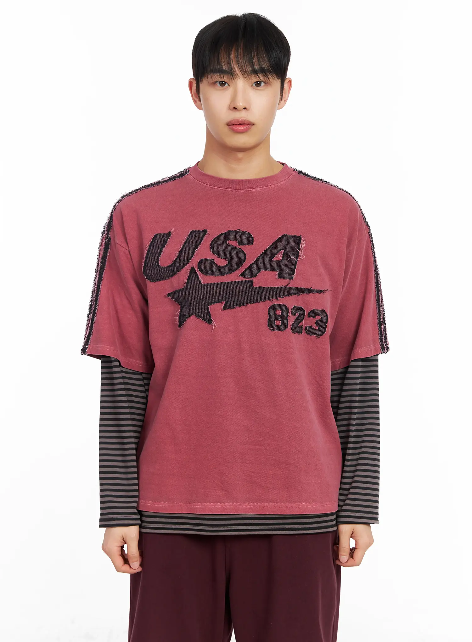 Men's Graphic Layered Long Sleeve T-Shirt IM516 - Image 10