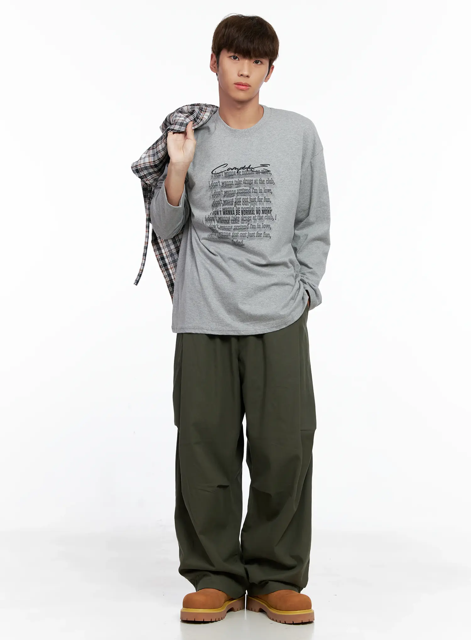 Men's Graphic Lettering Long Sleeve IO506 - Image 2