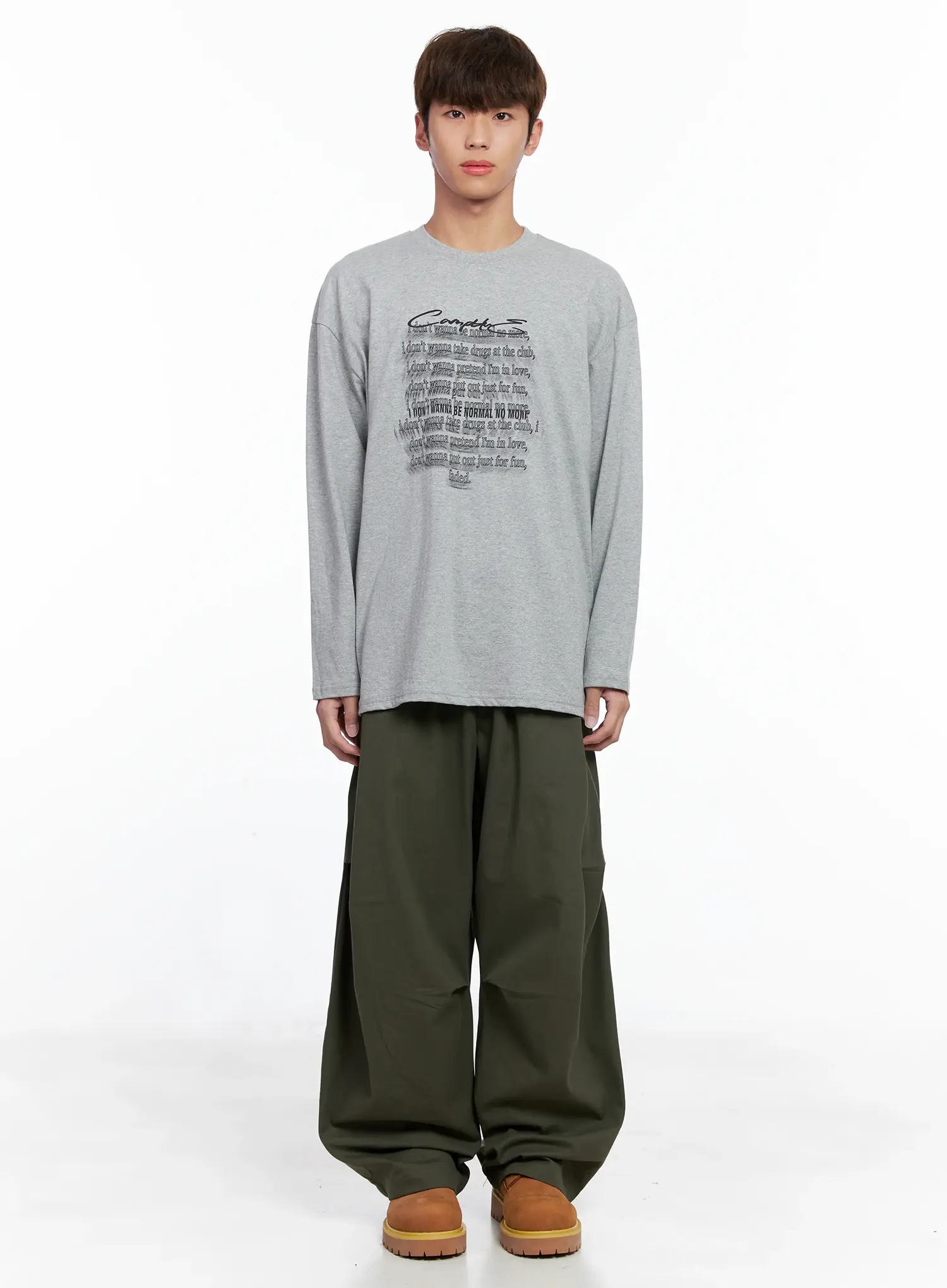 Men's Graphic Lettering Long Sleeve IO506 - Image 3