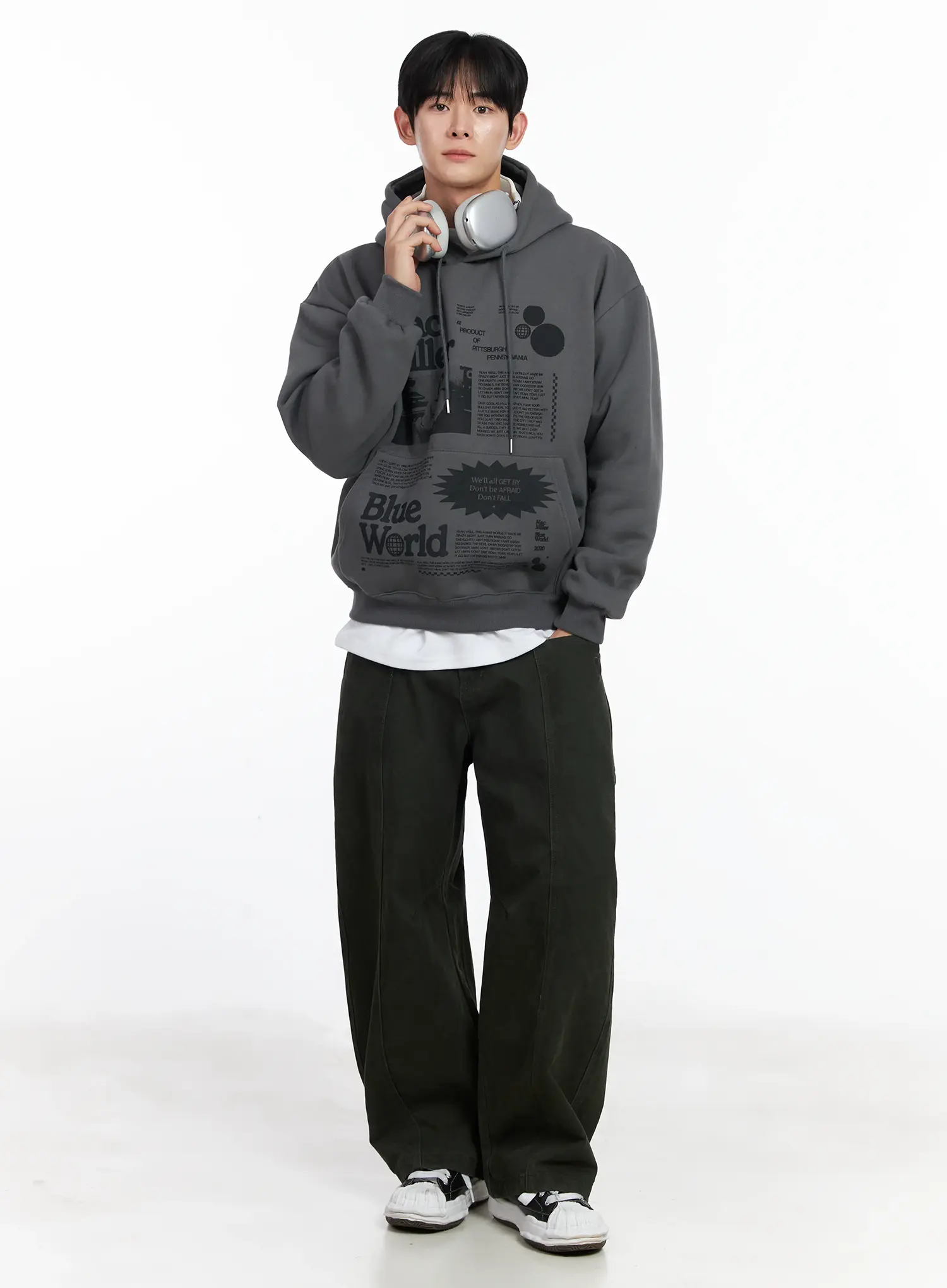 Men's Graphic Print Fleece Hoodie IJ521