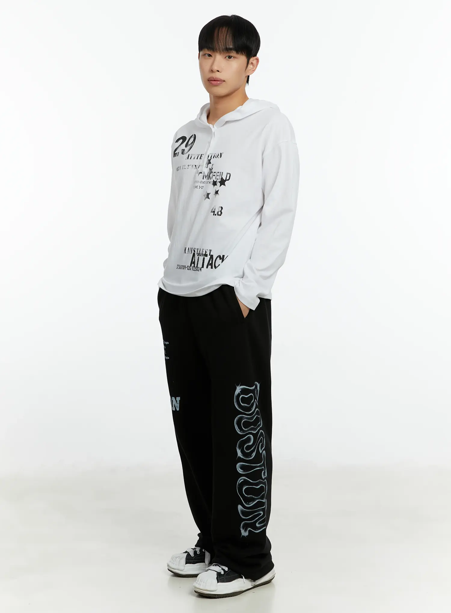 Men's Graphic Print Henley Hooded Long Sleeve Top IF511 - Image 9