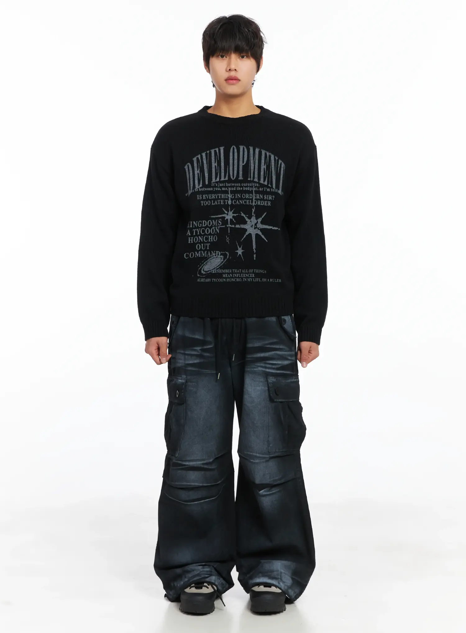 Men's Graphic Print Knit Pullover IJ512 - Image 3