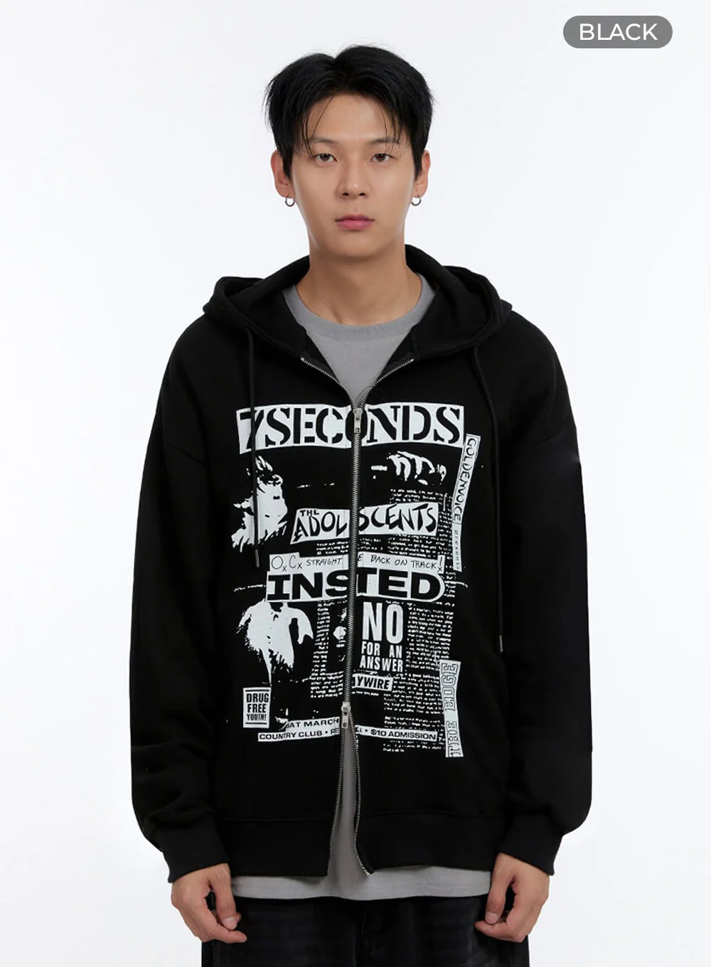 Men's Graphic Print Oversized Zip-Up Hoodie IO428 - Image 11