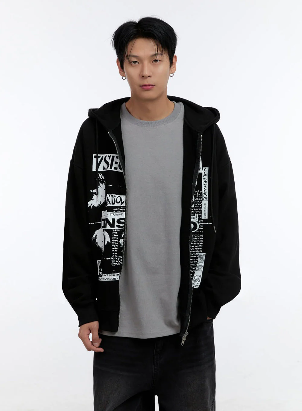 Men's Graphic Print Oversized Zip-Up Hoodie IO428 - Image 4