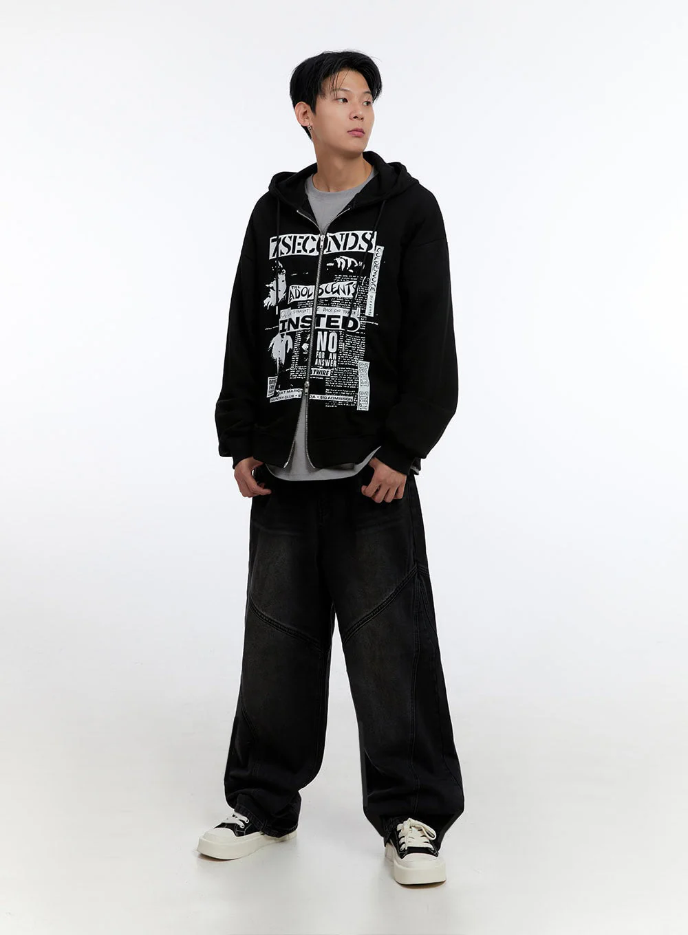 Men's Graphic Print Oversized Zip-Up Hoodie IO428 - Image 6