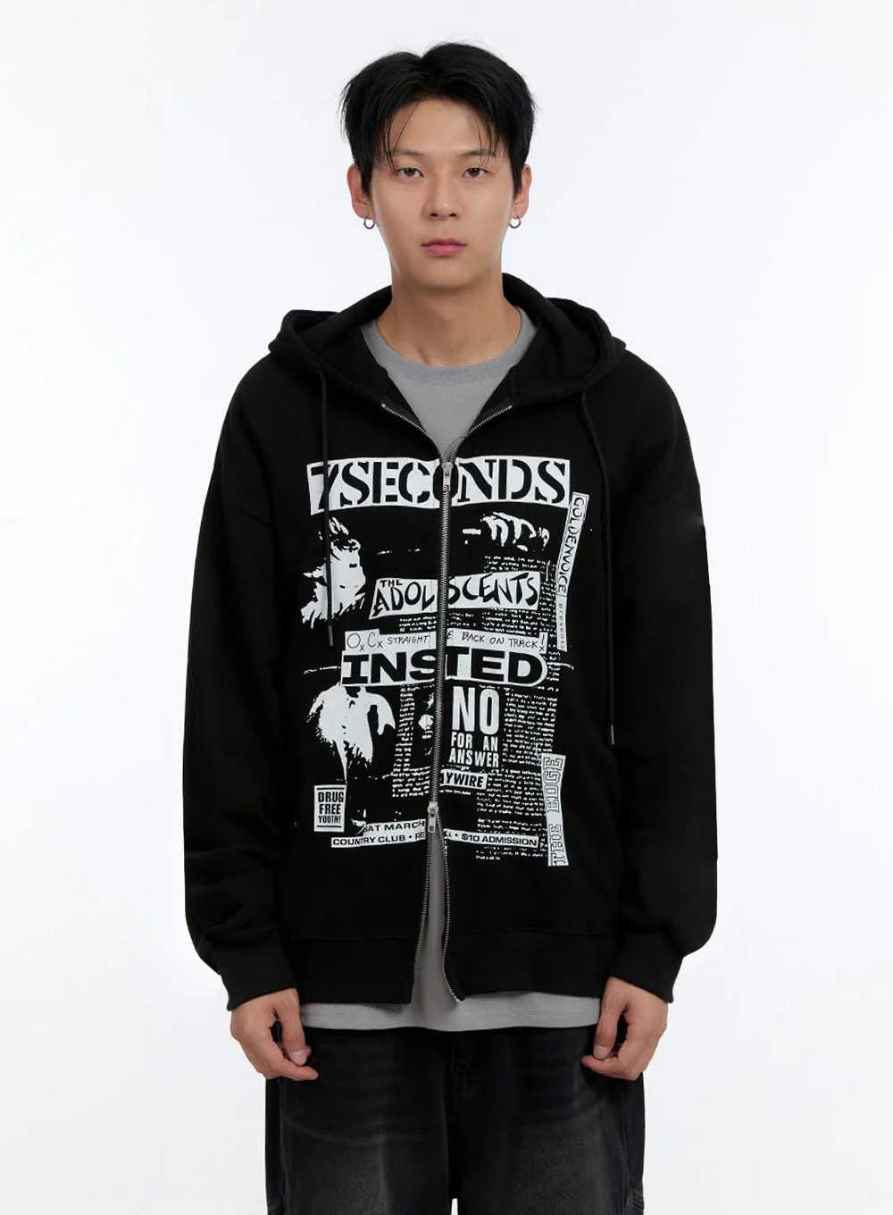 Men's Graphic Print Oversized Zip-Up Hoodie IO428 - Image 7