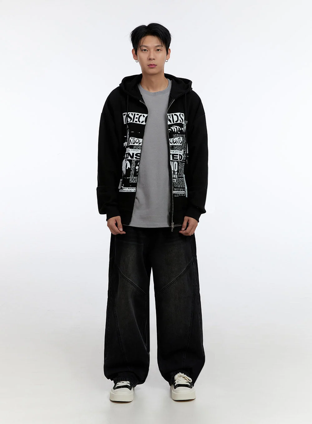 Men's Graphic Print Oversized Zip-Up Hoodie IO428 - Image 8