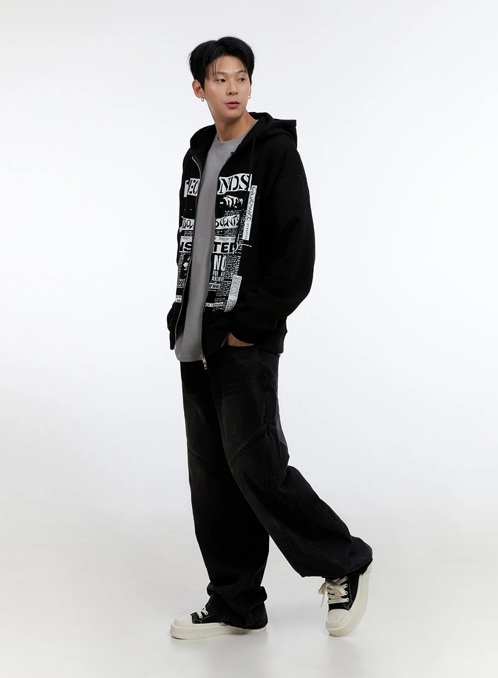 Men's Graphic Print Oversized Zip-Up Hoodie IO428 - Image 9
