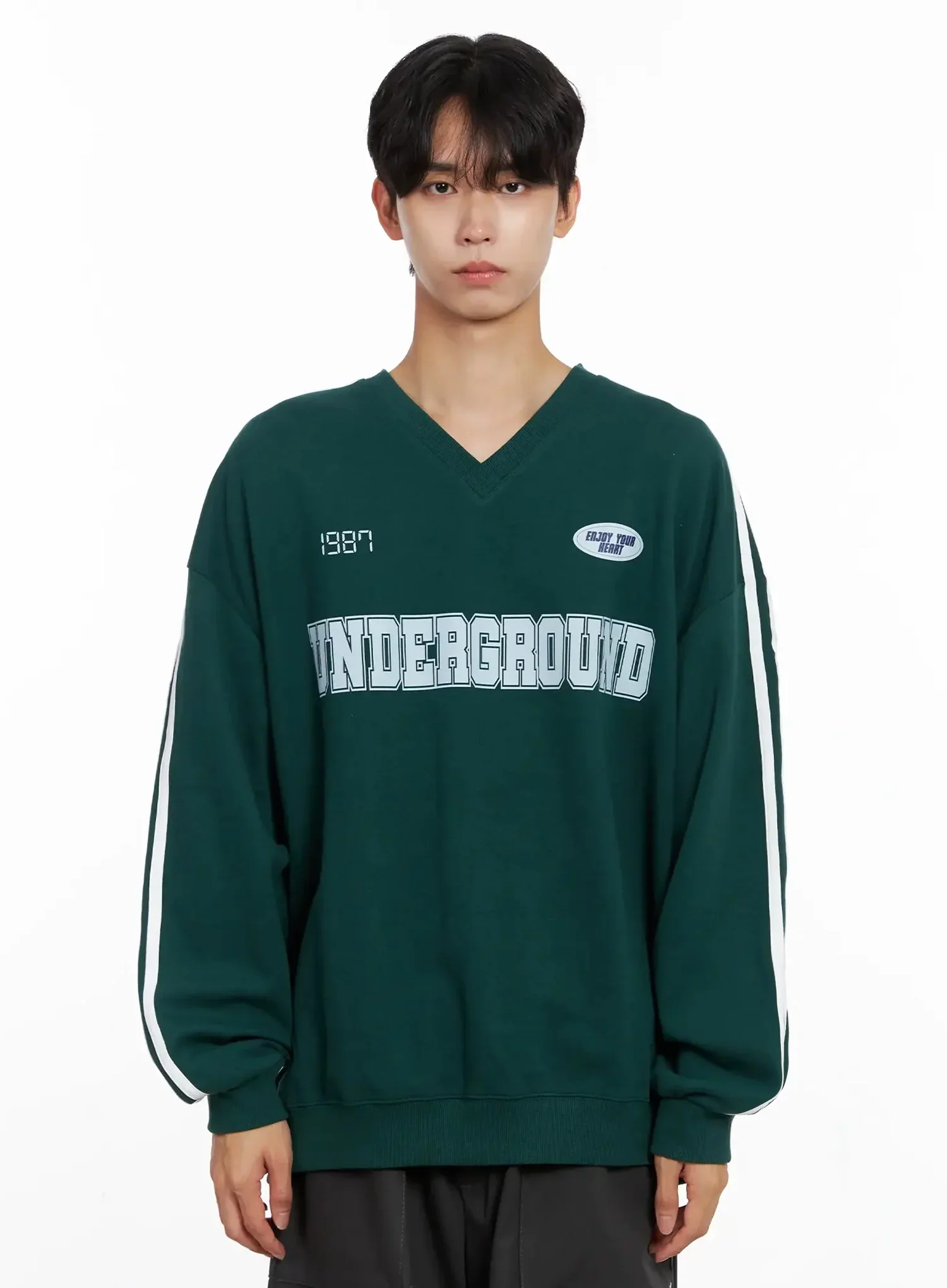 Men's Graphic V-Neck Sweatshirt IO516 - Image 17