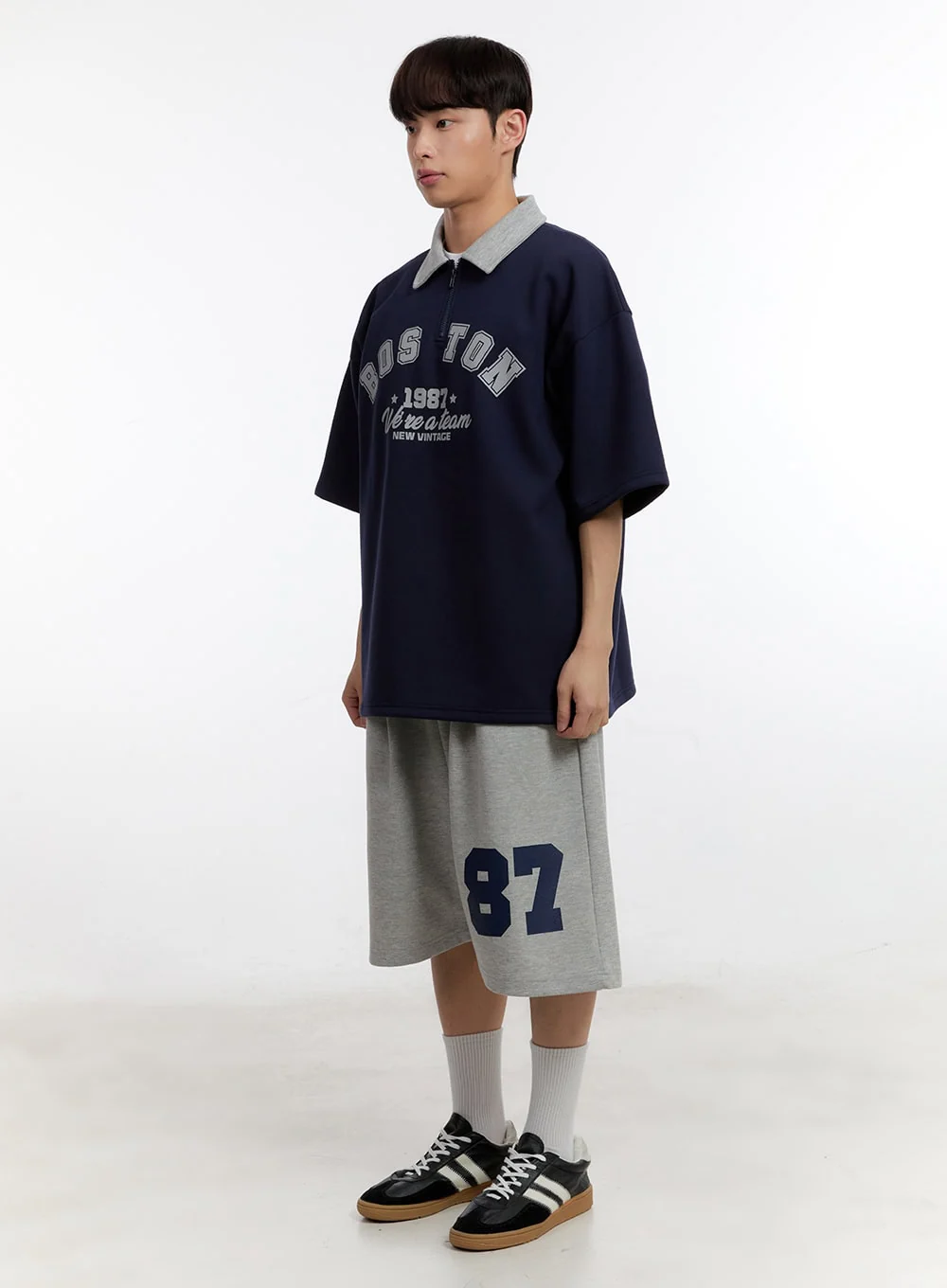 Men's Graphic Wide-Fit Sweat Shorts IA504 - Image 9
