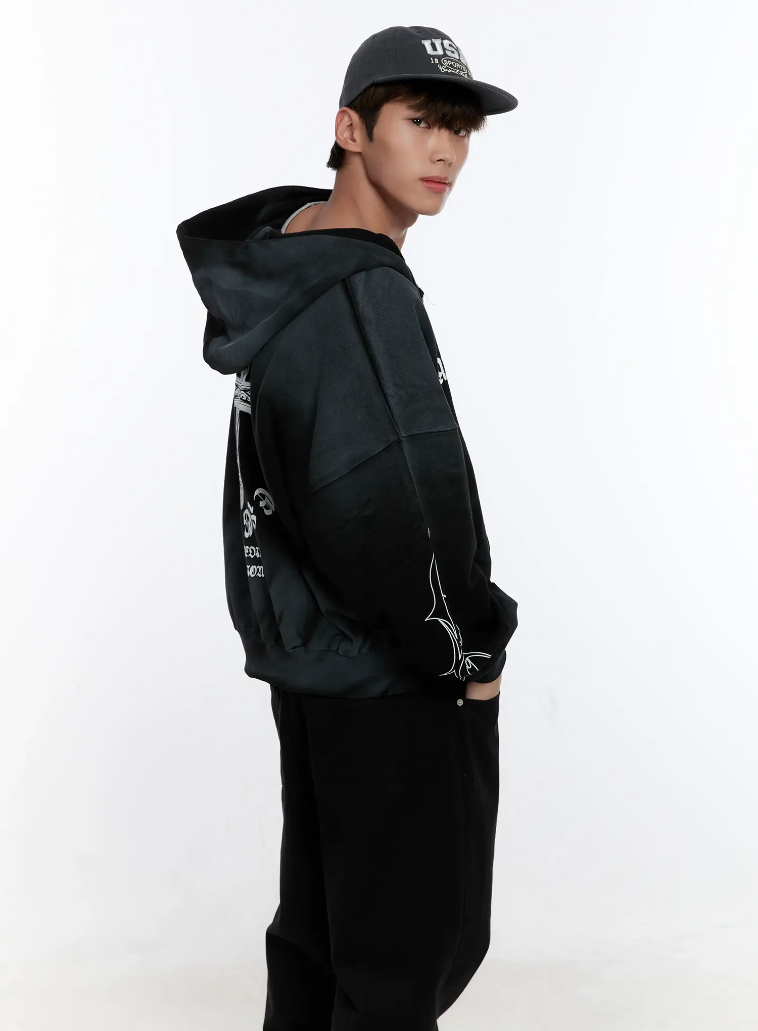 Men's Graphic Zip-Up Hoodie IS530 - Image 2