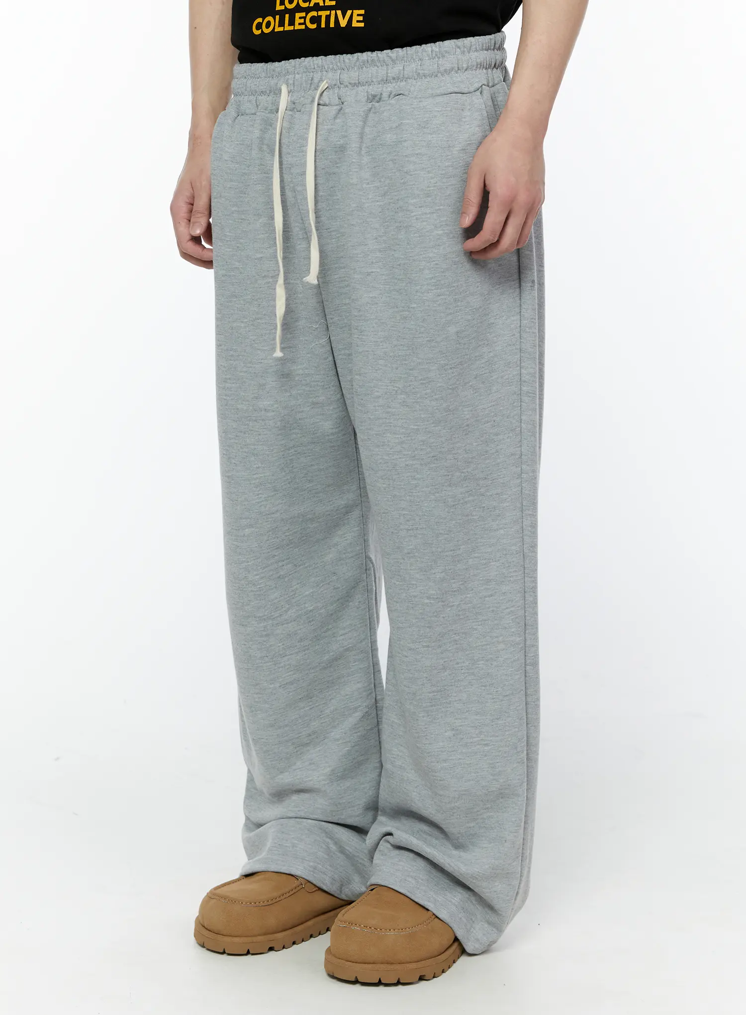 Men's Gray Semi-Wide Sweatpants IA530 - Image 7