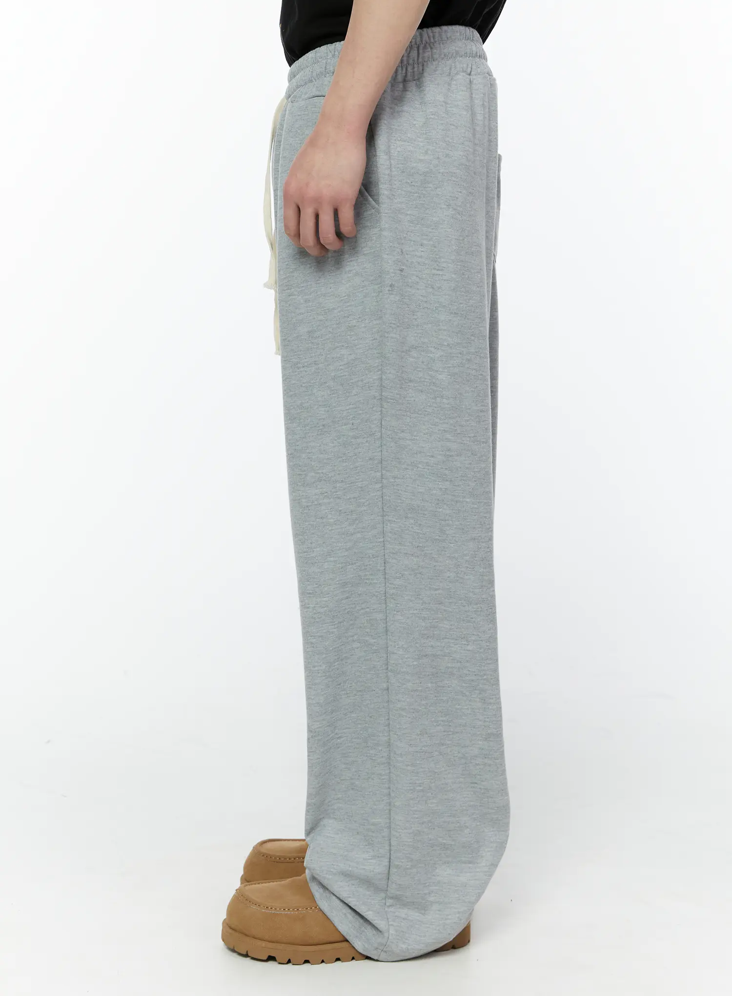 Men's Gray Semi-Wide Sweatpants IA530 - Image 8