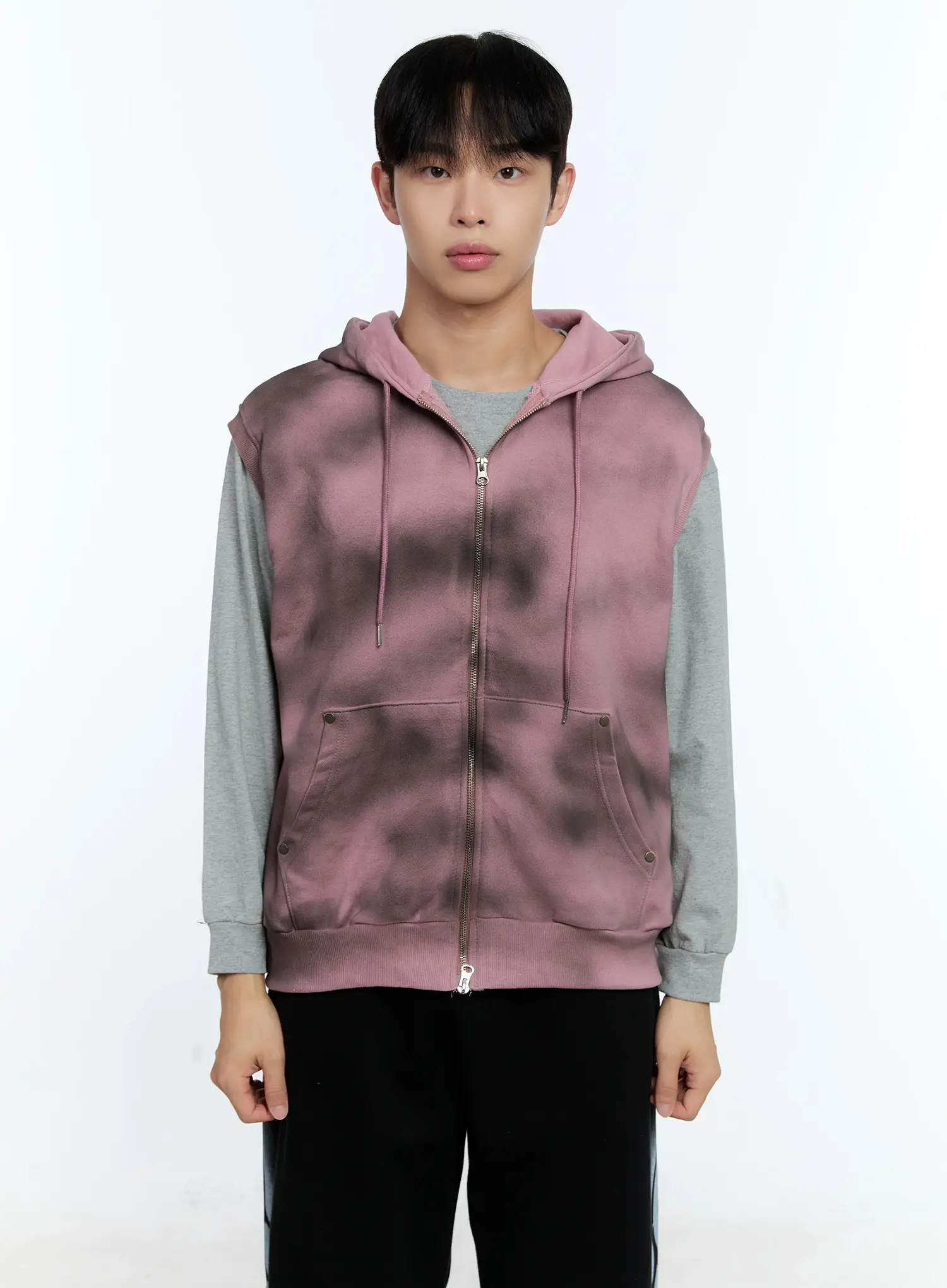 Men's Grunge Tie-Dye Sleeveless Hoodie IG515 - Image 17