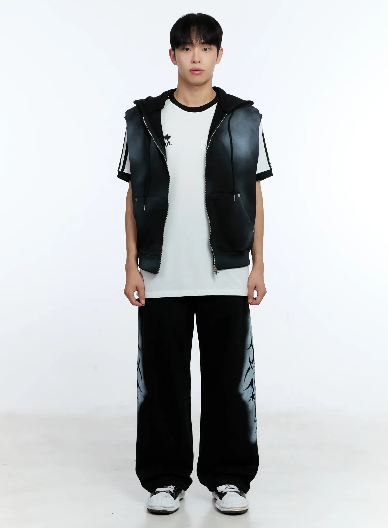 Men's Grunge Tie-Dye Sleeveless Hoodie IG515 - Image 3
