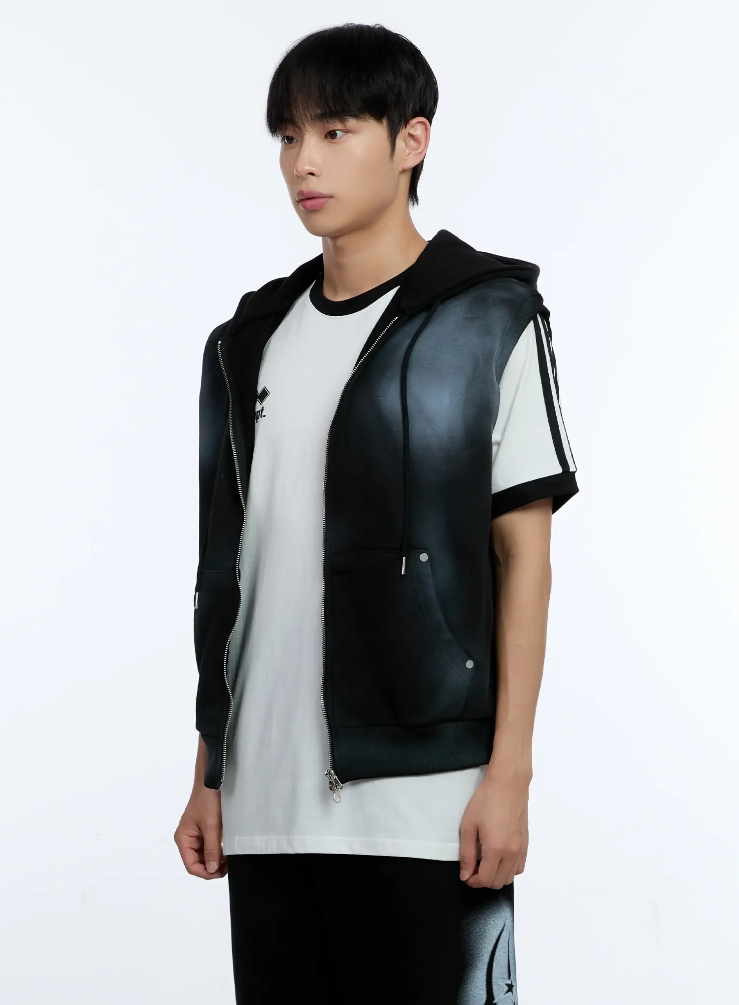 Men's Grunge Tie-Dye Sleeveless Hoodie IG515 - Image 4