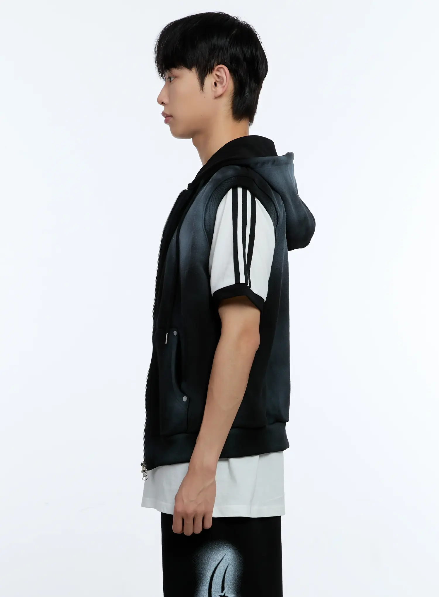 Men's Grunge Tie-Dye Sleeveless Hoodie IG515 - Image 5