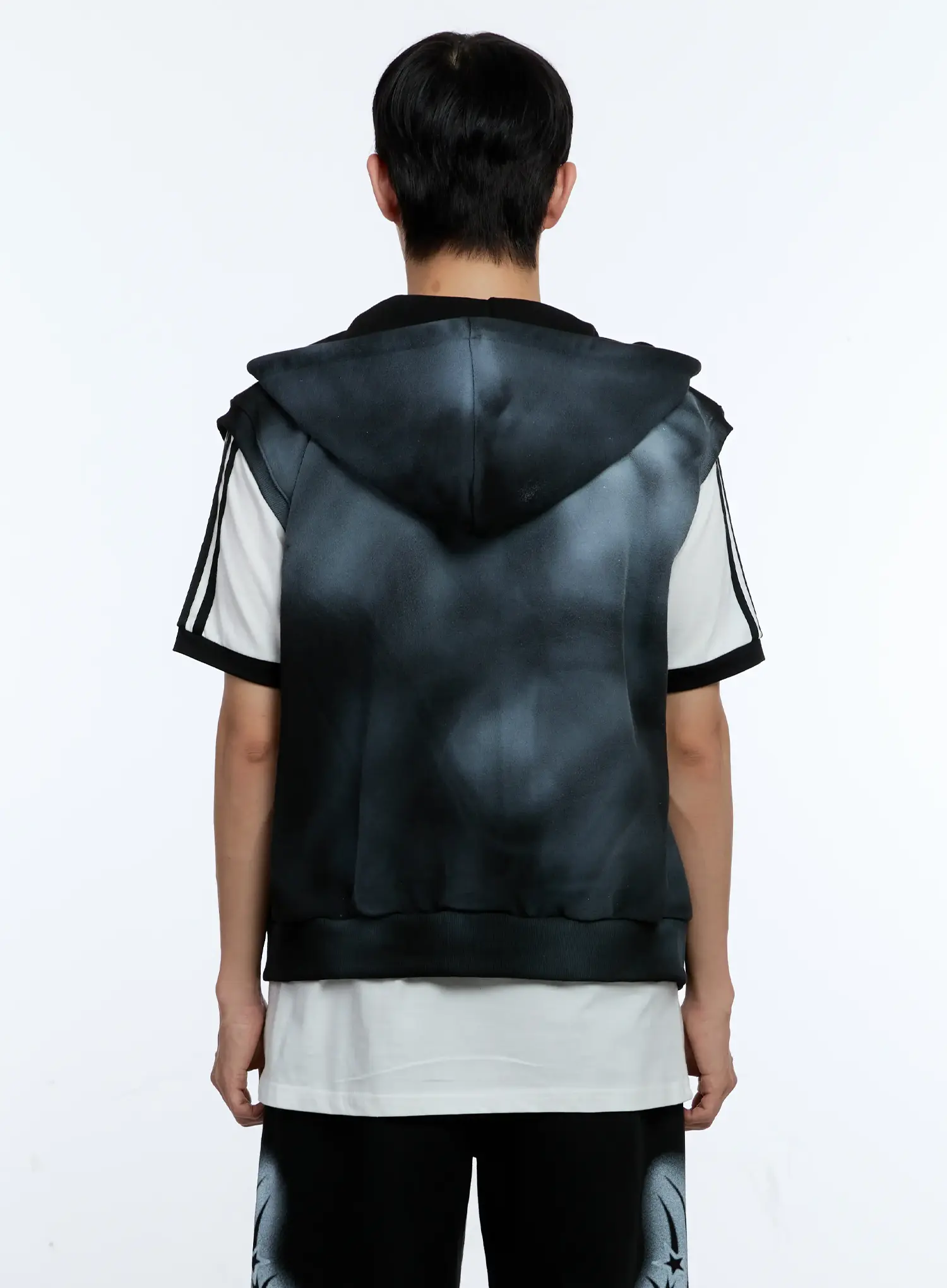 Men's Grunge Tie-Dye Sleeveless Hoodie IG515 - Image 6