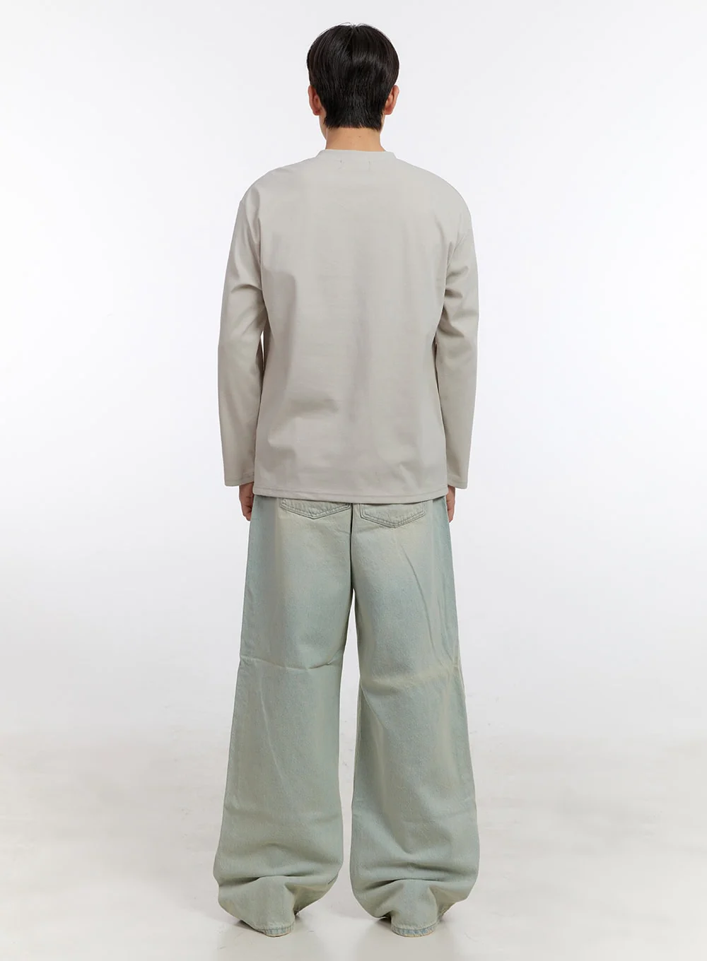 Men's Half-Buttoned Long-Sleeve T-Shirt IF528 - Image 10