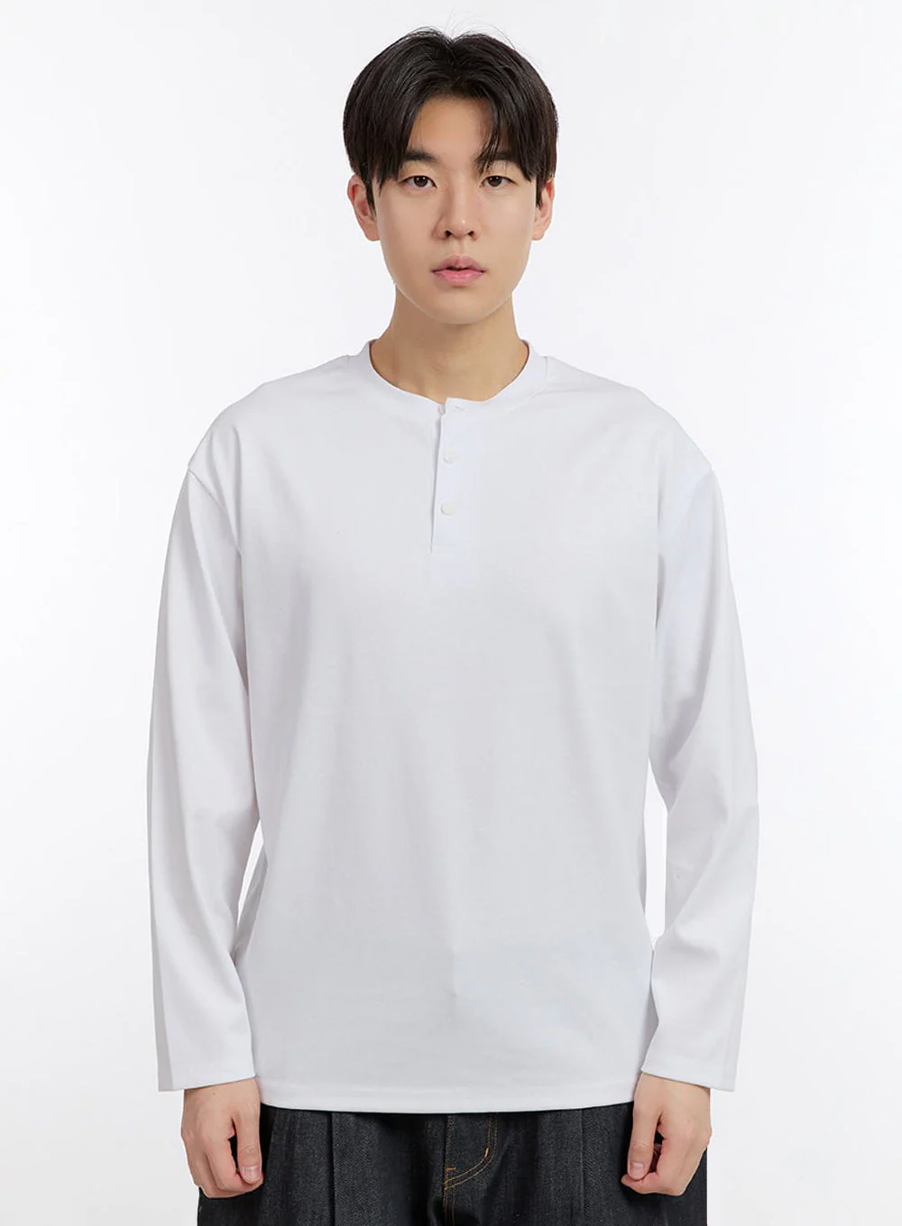 Men's Half-Buttoned Long-Sleeve T-Shirt IF528 - Image 13