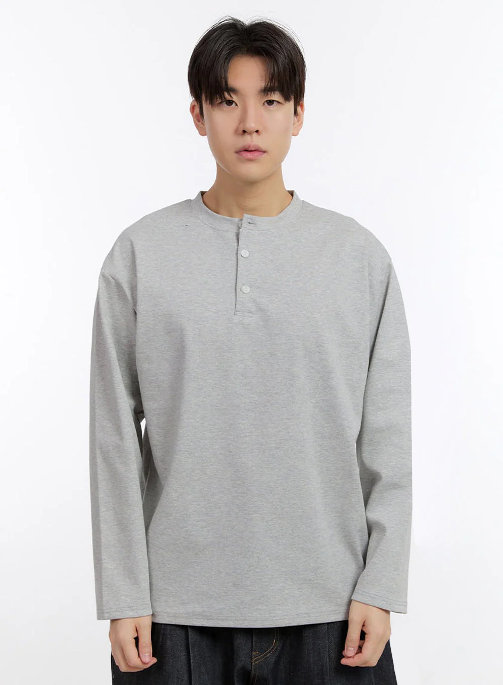 Men's Half-Buttoned Long-Sleeve T-Shirt IF528 - Image 14