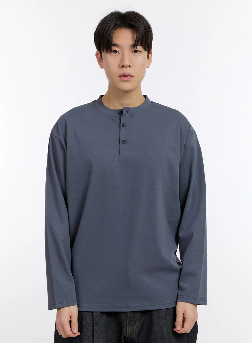 Men's Half-Buttoned Long-Sleeve T-Shirt IF528 - Image 15