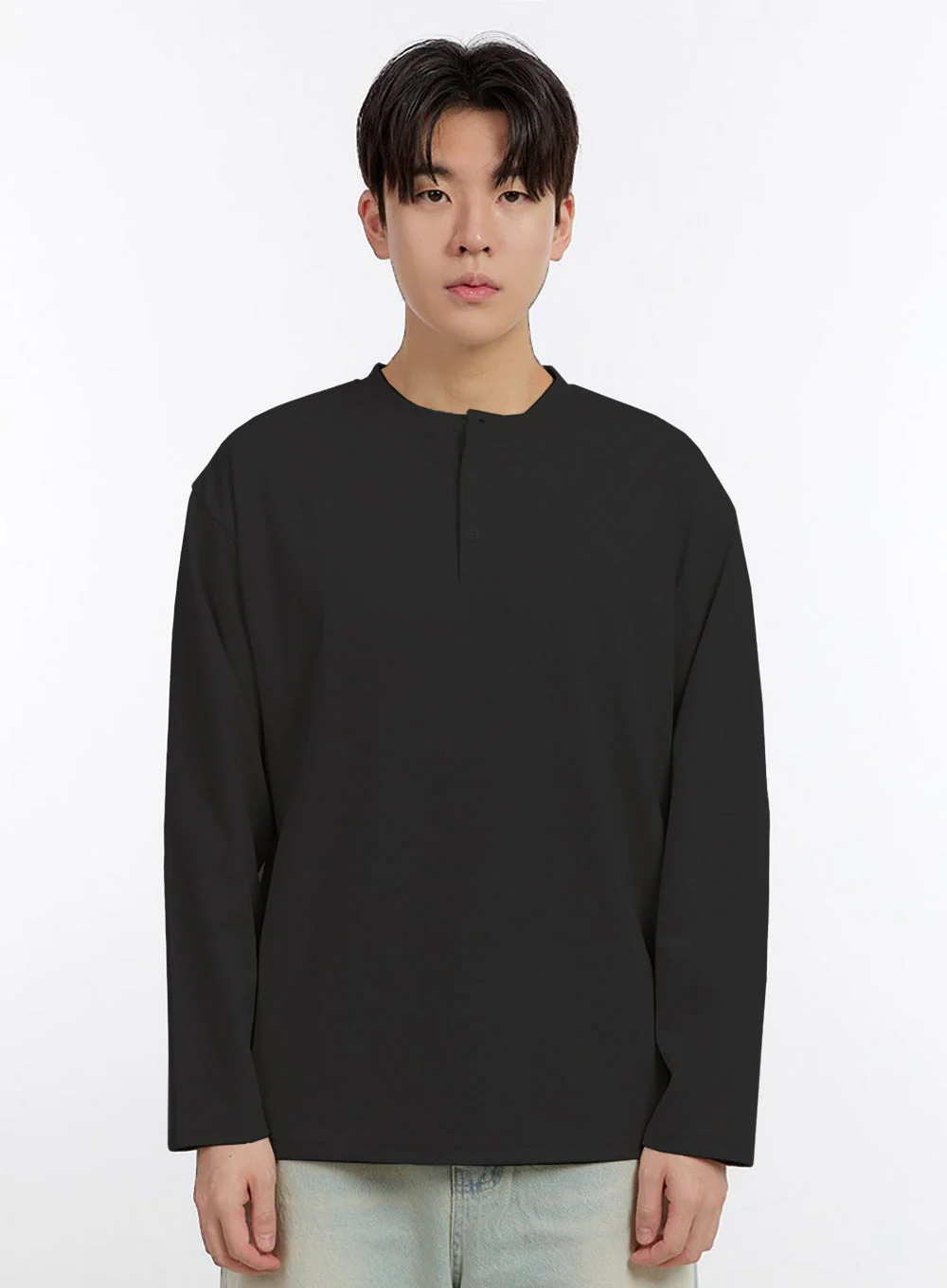 Men's Half-Buttoned Long-Sleeve T-Shirt IF528 - Image 16