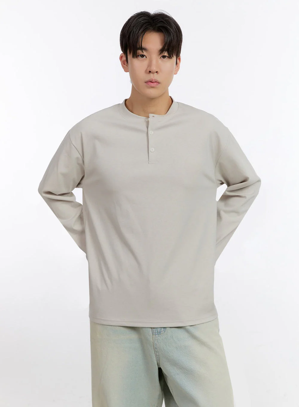 Men's Half-Buttoned Long-Sleeve T-Shirt IF528 - Image 5