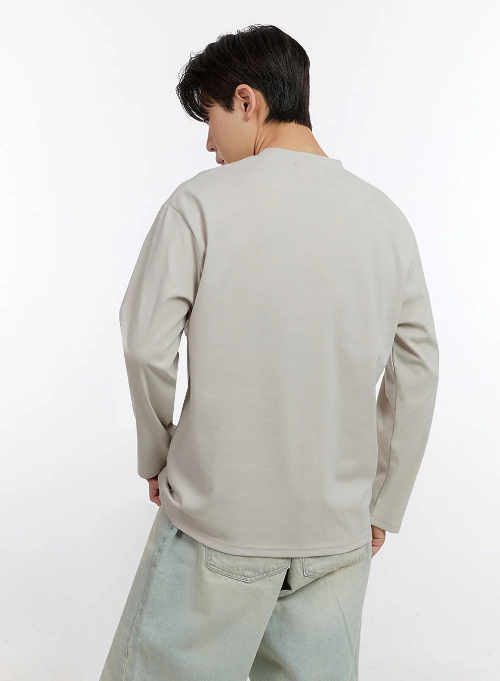 Men's Half-Buttoned Long-Sleeve T-Shirt IF528 - Image 6