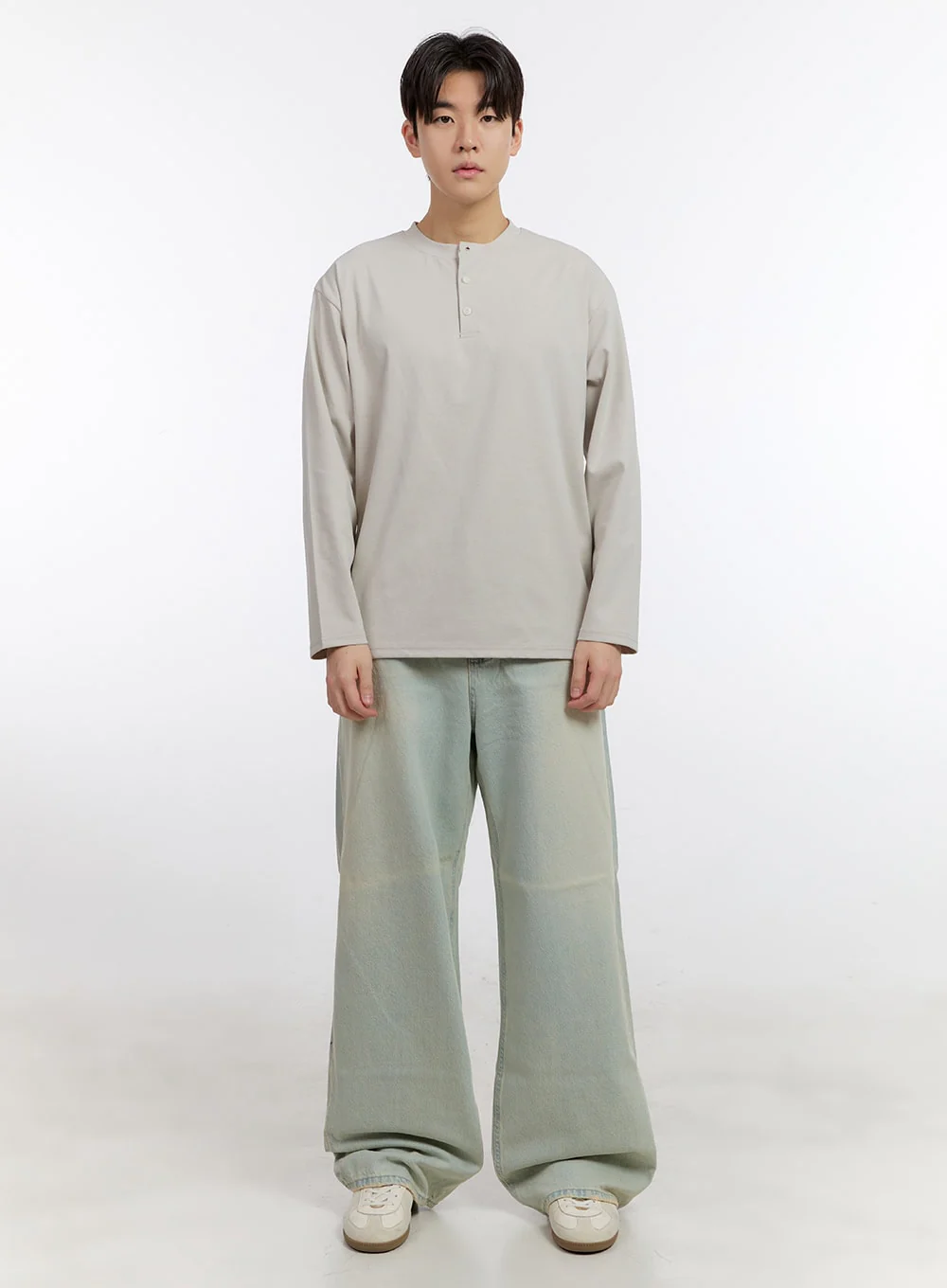 Men's Half-Buttoned Long-Sleeve T-Shirt IF528 - Image 8