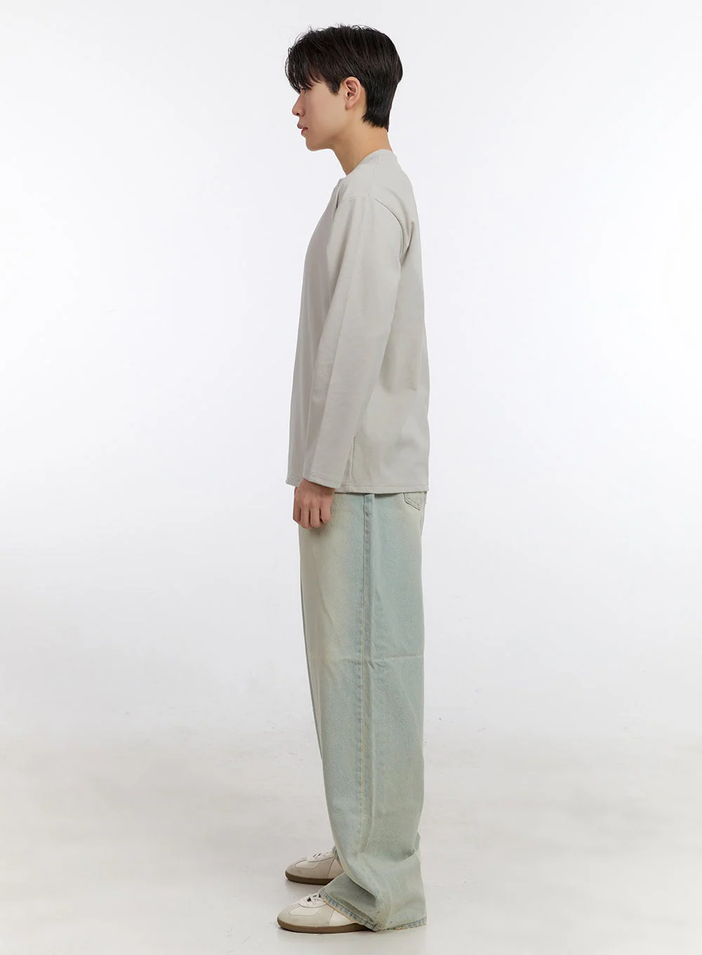 Men's Half-Buttoned Long-Sleeve T-Shirt IF528 - Image 9
