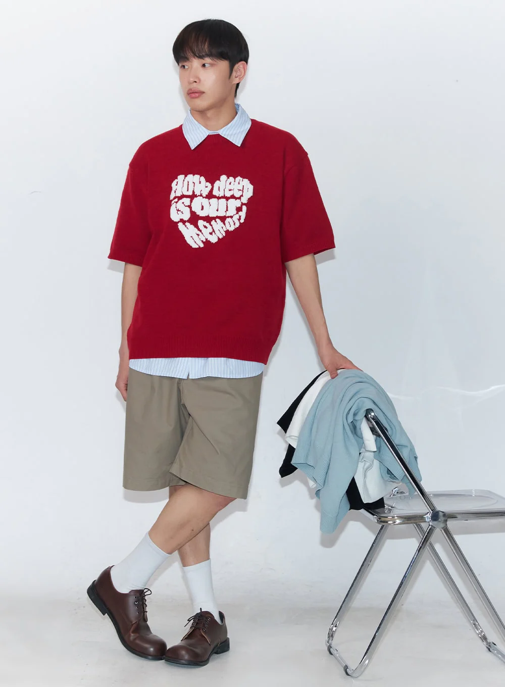 Men's Heart Graphic Short Sleeve Sweater IA521 - Image 2