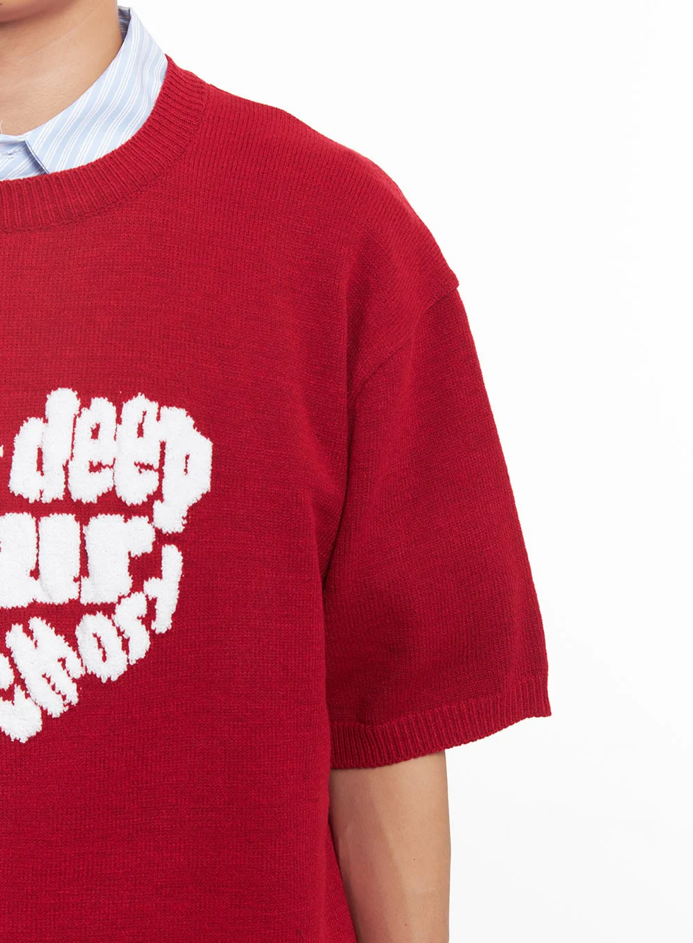 Men's Heart Graphic Short Sleeve Sweater IA521 - Image 4