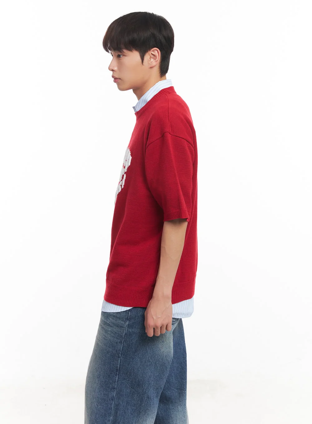 Men's Heart Graphic Short Sleeve Sweater IA521 - Image 5