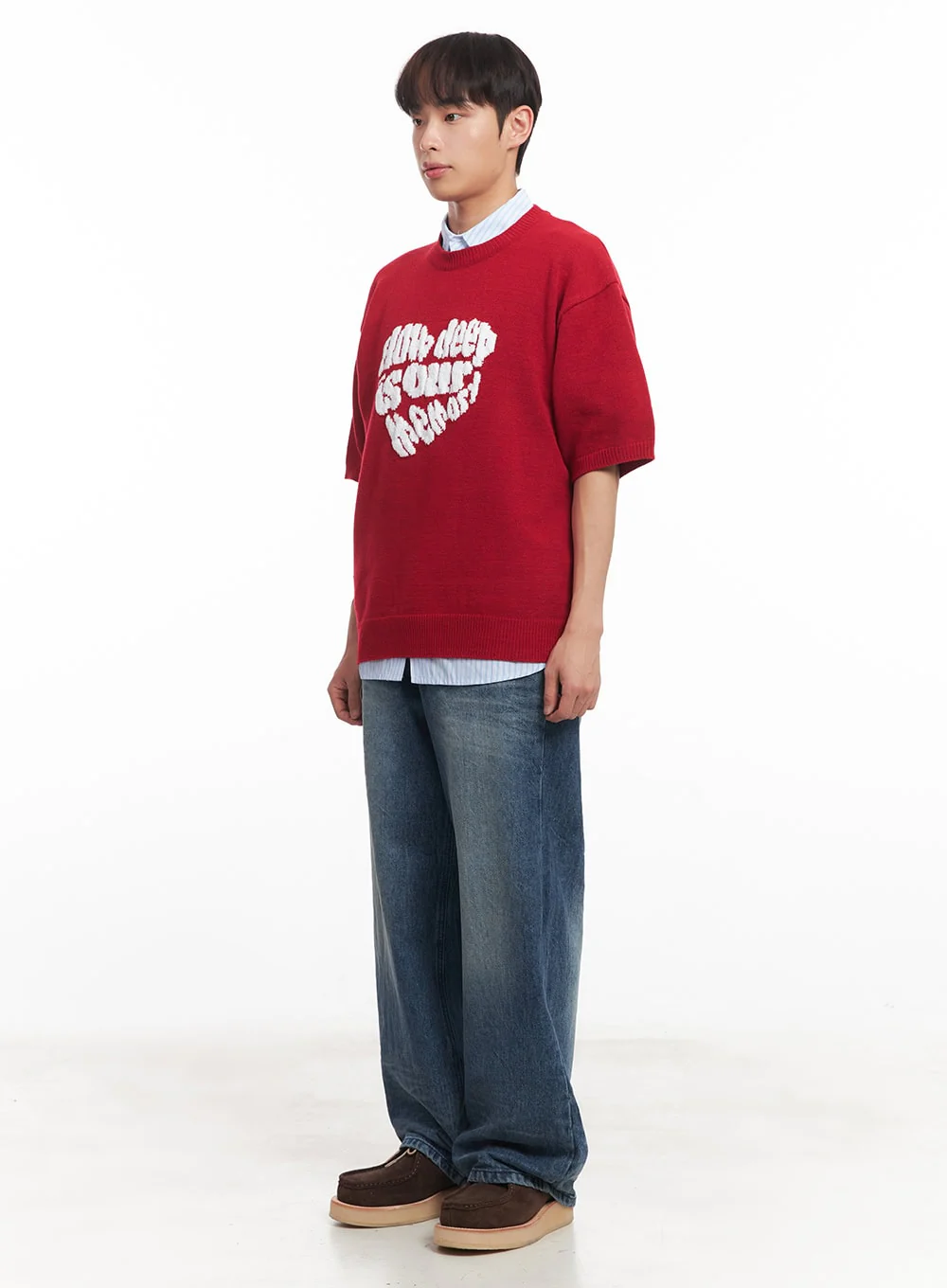 Men's Heart Graphic Short Sleeve Sweater IA521 - Image 8