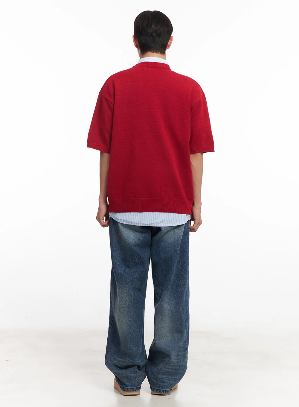 Men's Heart Graphic Short Sleeve Sweater IA521 - Image 9