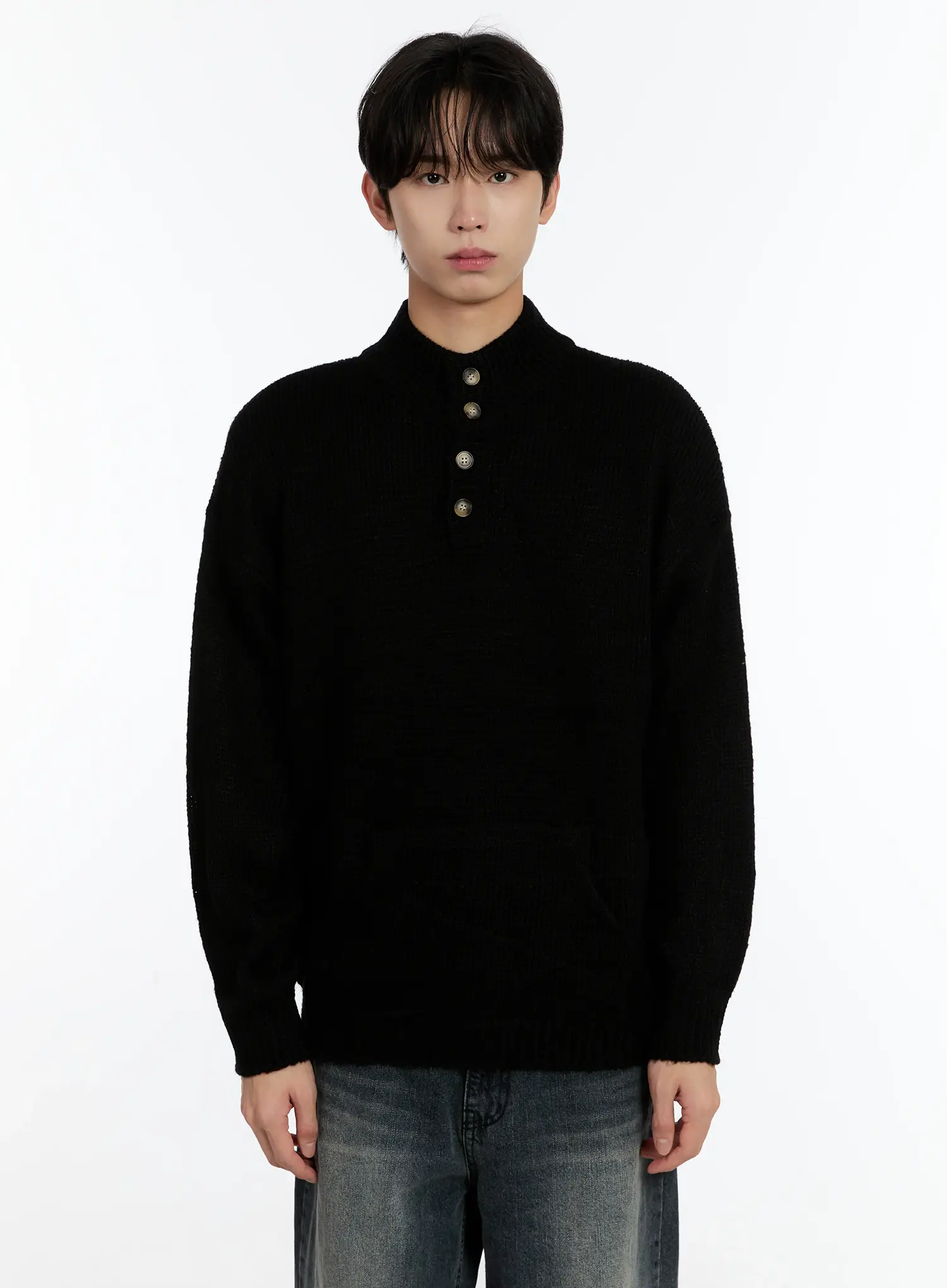 Men's Henley Knit Sweater ID502 - Image 10