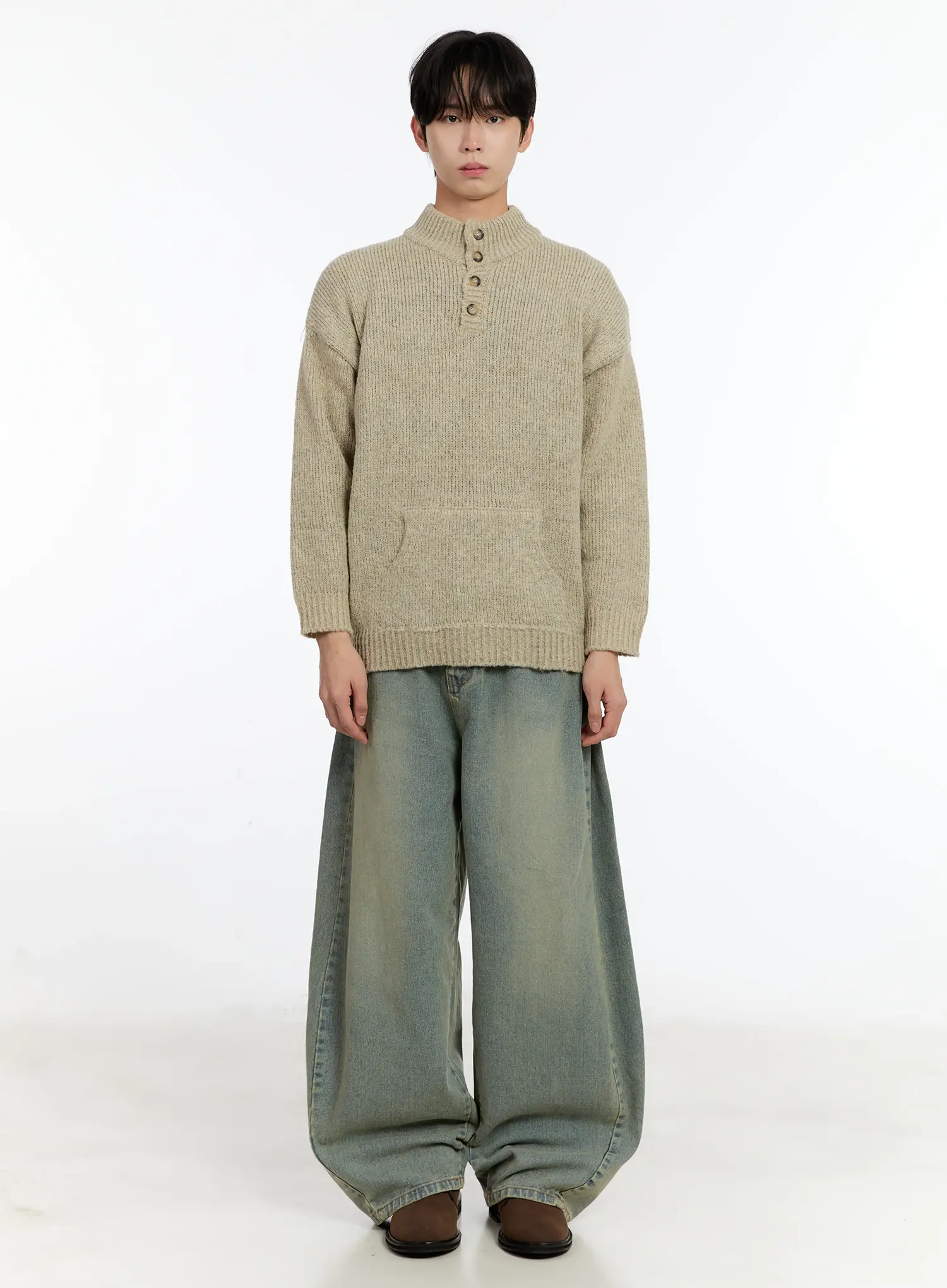 Men's Henley Knit Sweater ID502 - Image 3