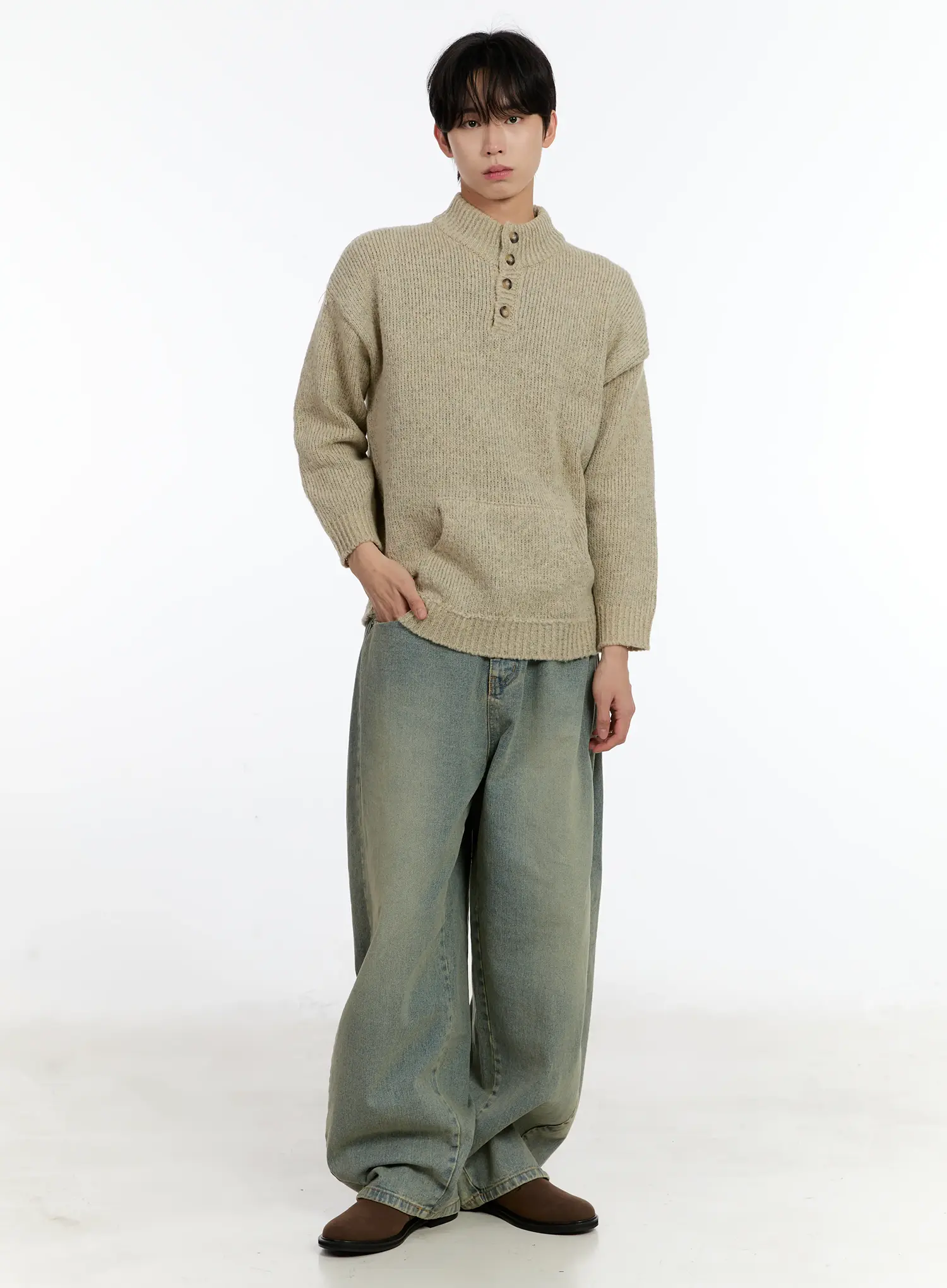 Men's Henley Knit Sweater ID502 - Image 7