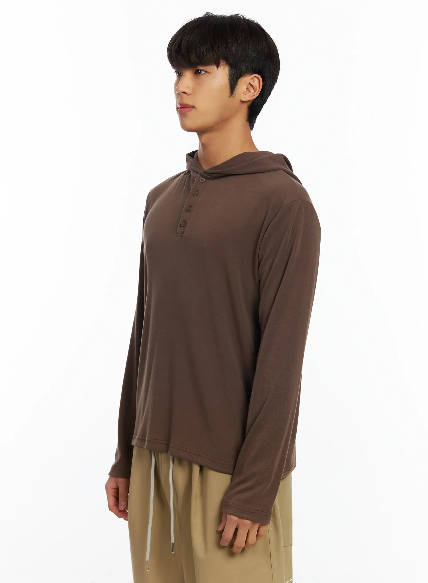 Men's Henley Long Sleeve Hoodie IF506 - Image 4