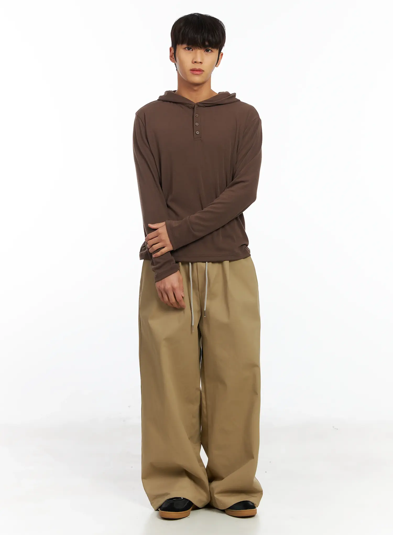 Men's Henley Long Sleeve Hoodie IF506 - Image 6