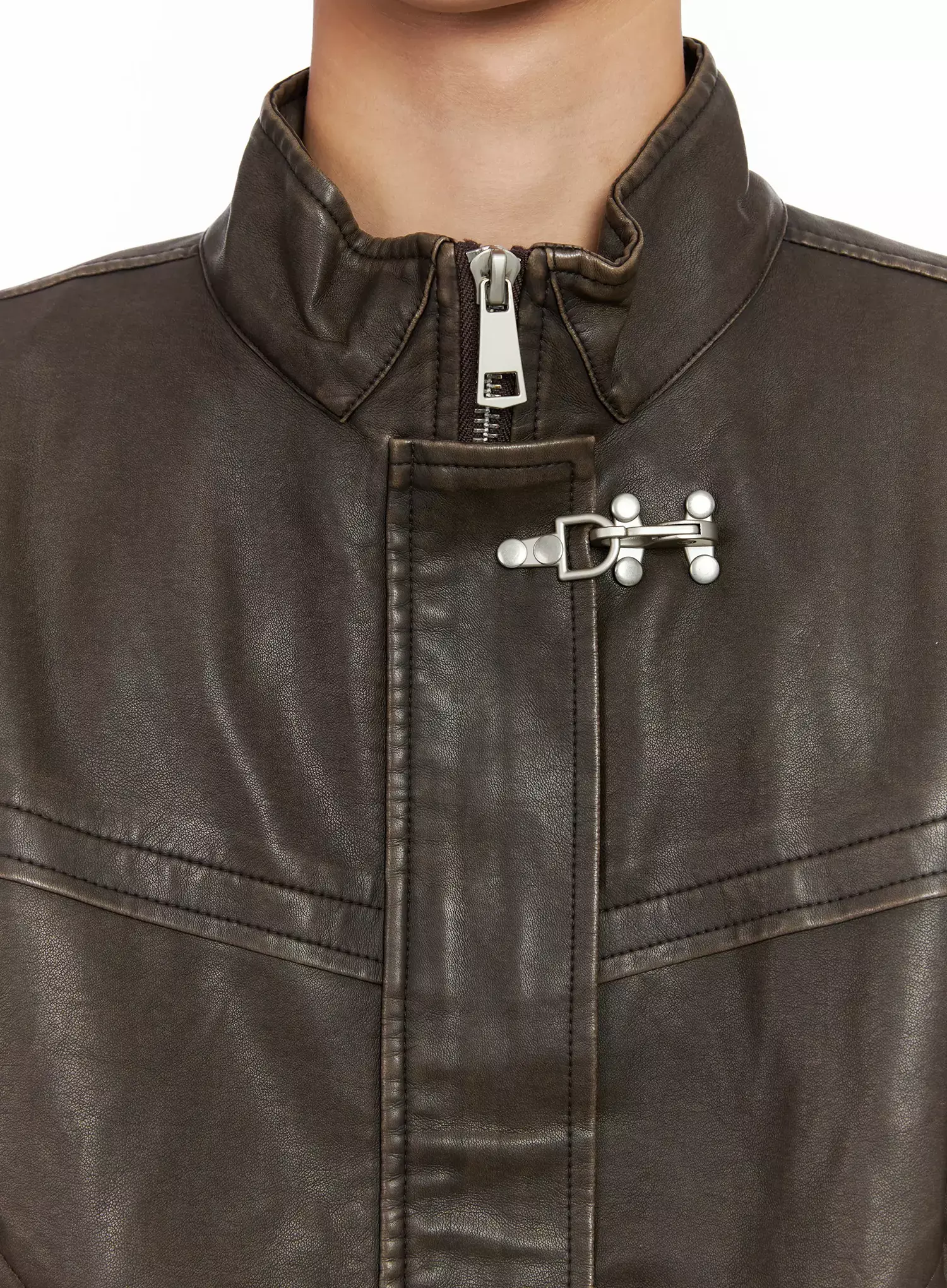 Men's Hook Faux Leather Jacket IO516 - Image 3