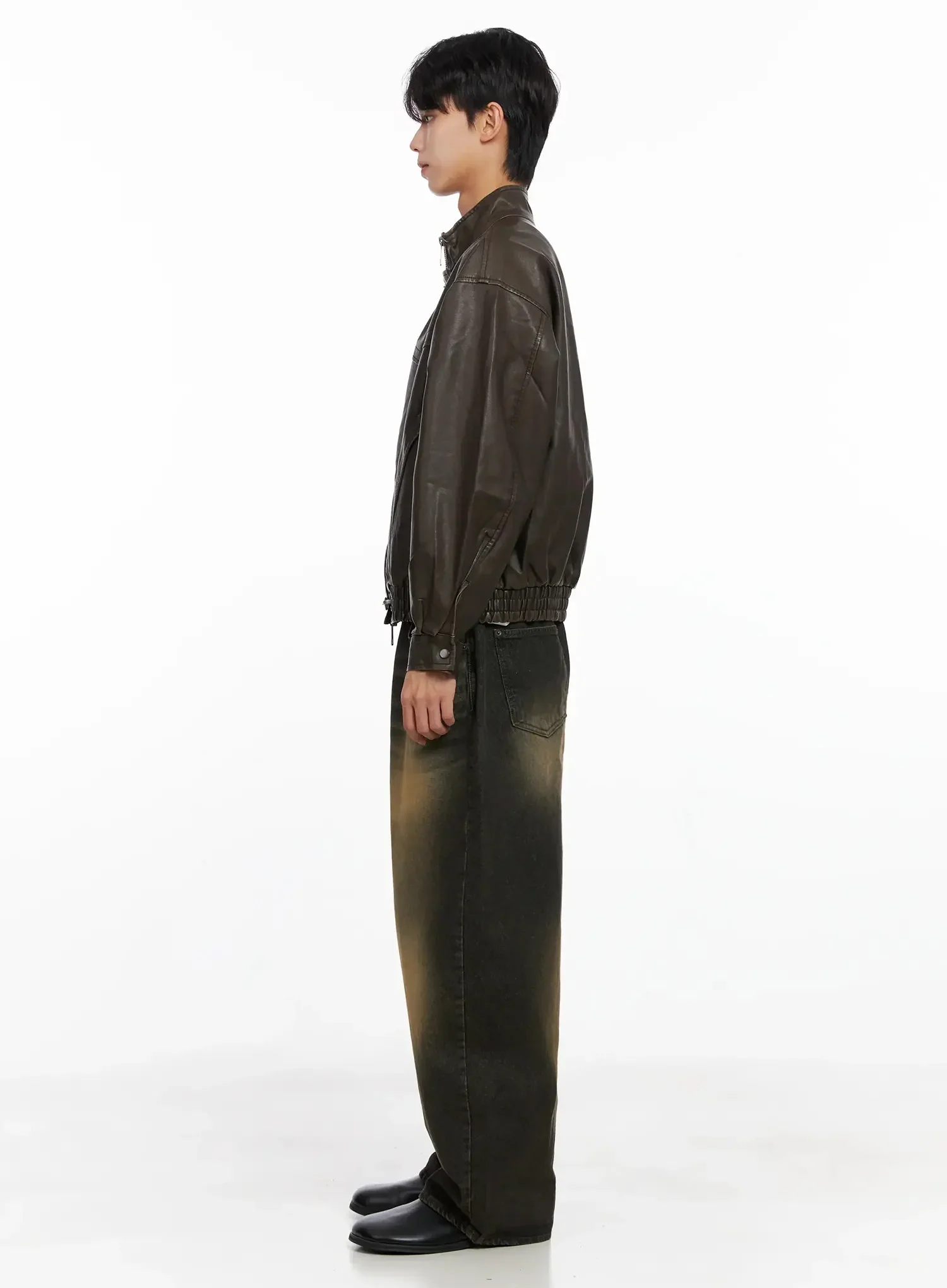 Men's Hook Faux Leather Jacket IO516 - Image 6