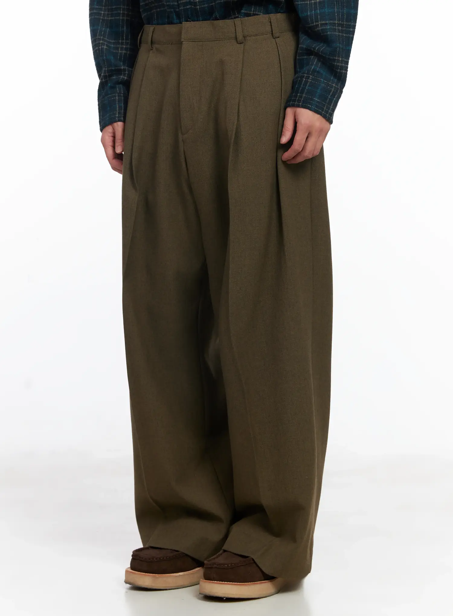 Men's Khaki Wide Leg Slacks IJ521