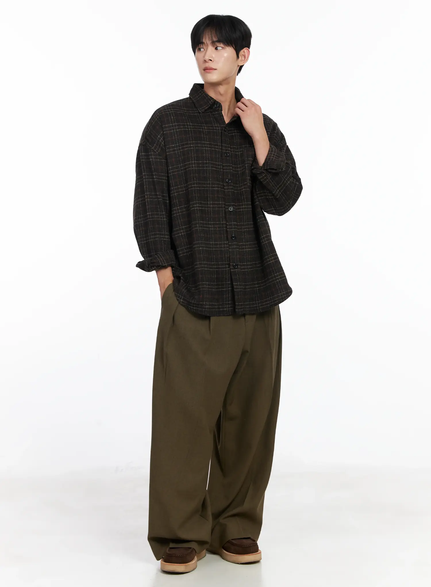 Men's Khaki Wide Leg Slacks IJ521 - Image 2