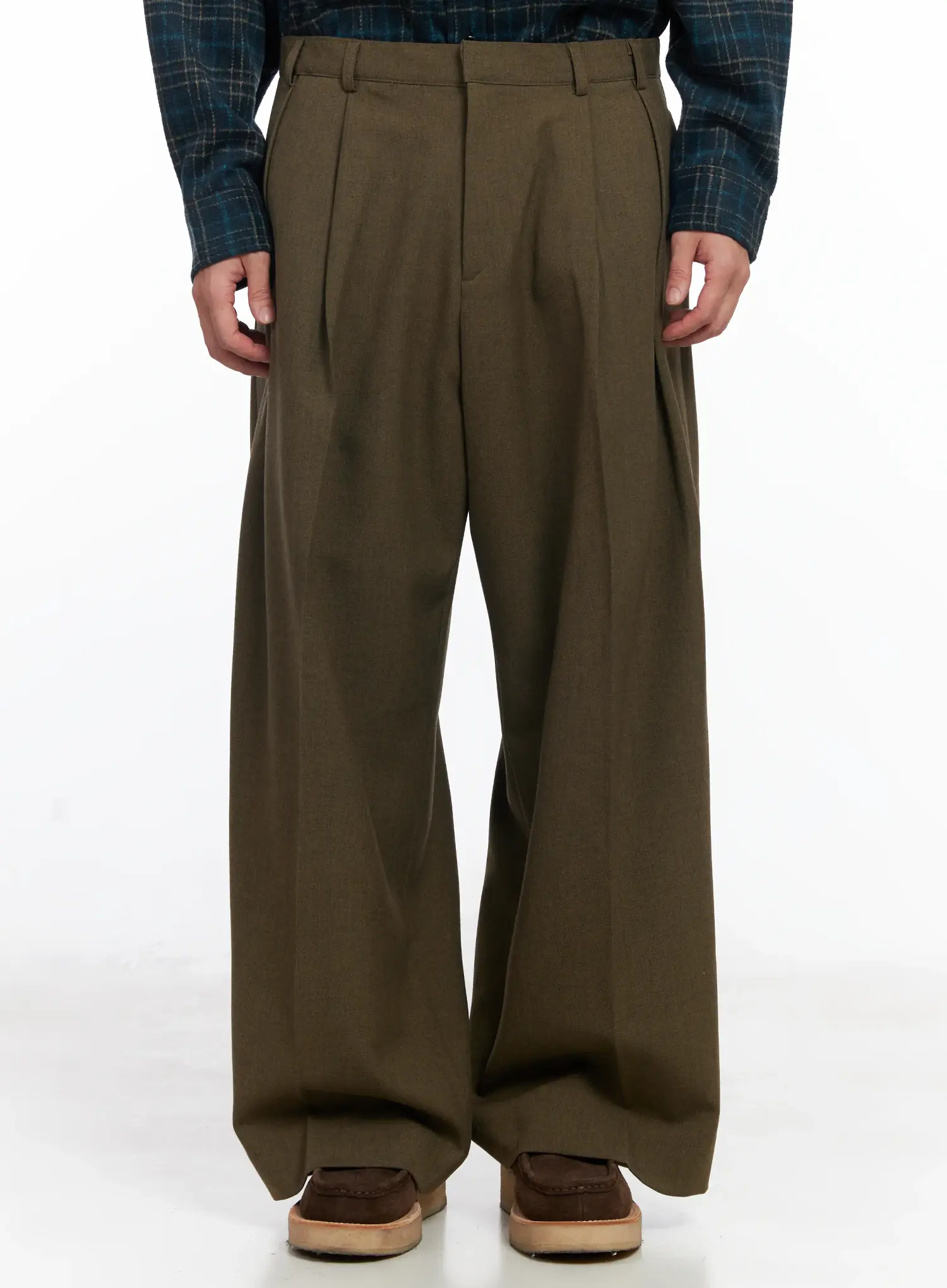 Men's Khaki Wide Leg Slacks IJ521 - Image 4