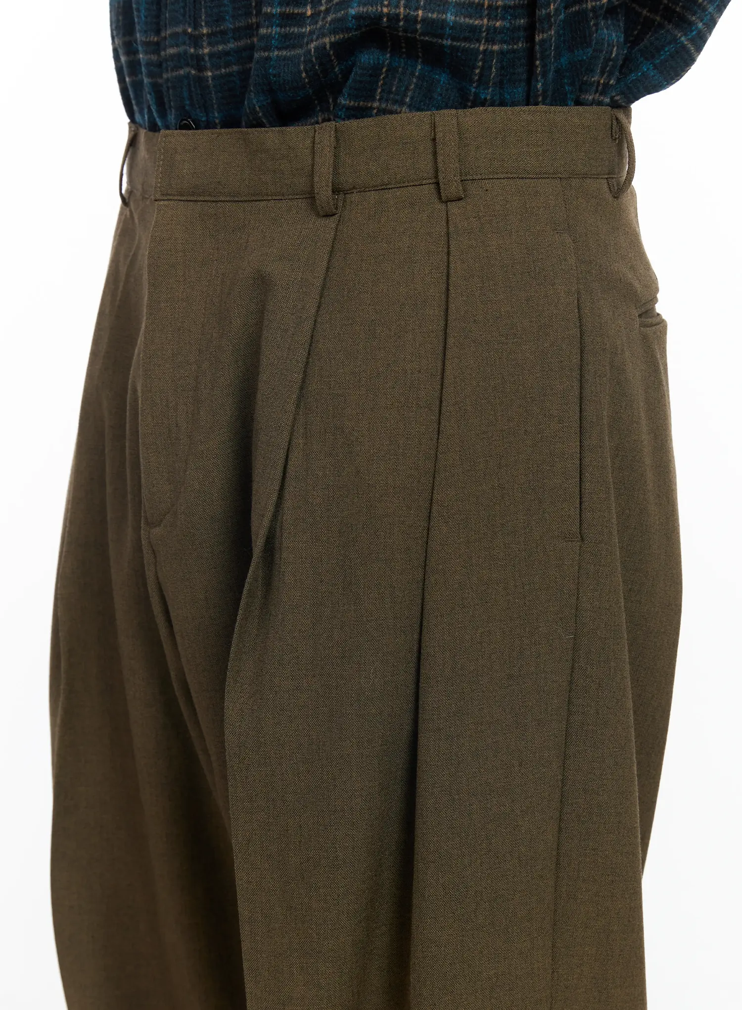 Men's Khaki Wide Leg Slacks IJ521 - Image 5