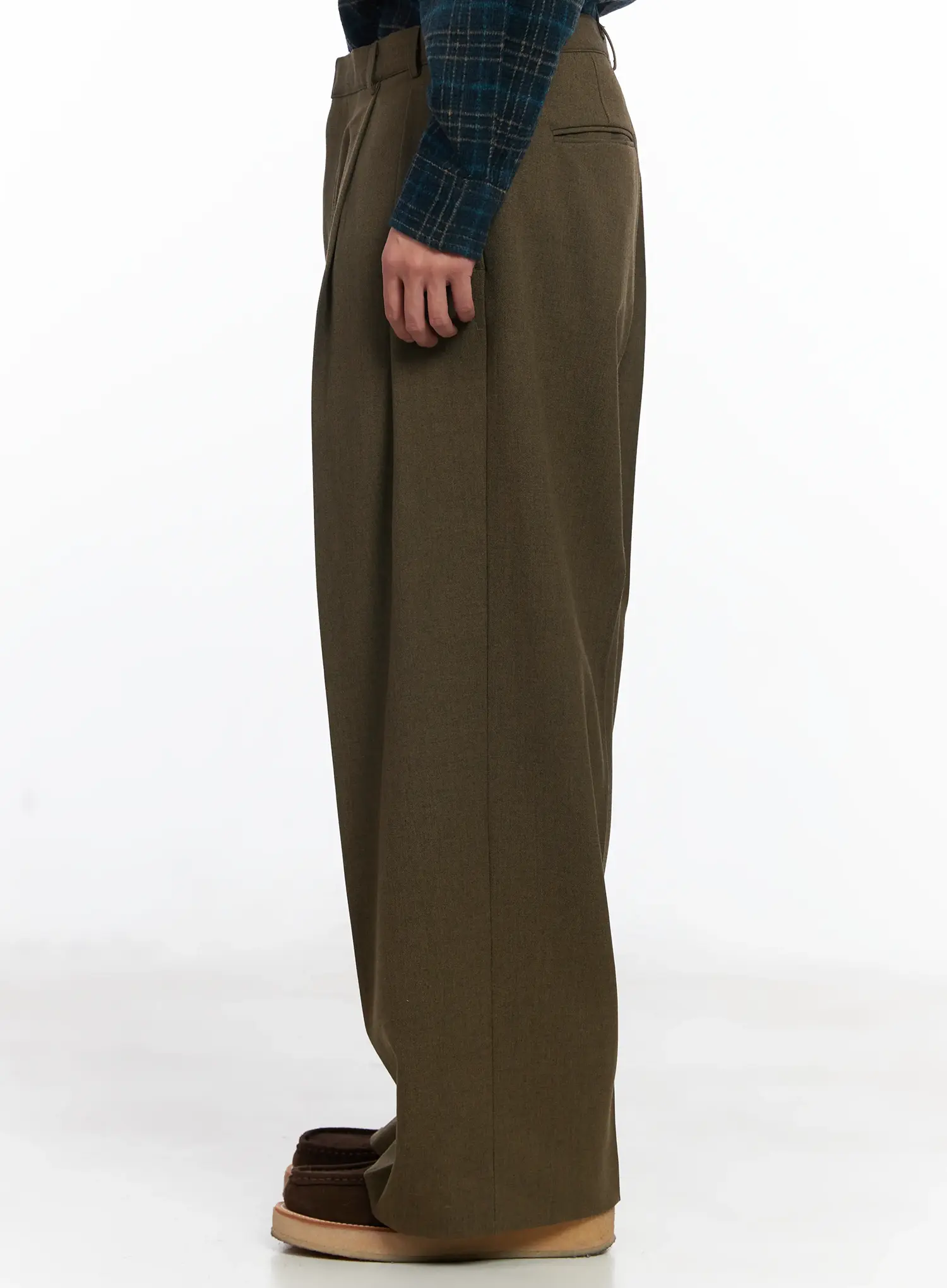 Men's Khaki Wide Leg Slacks IJ521 - Image 6