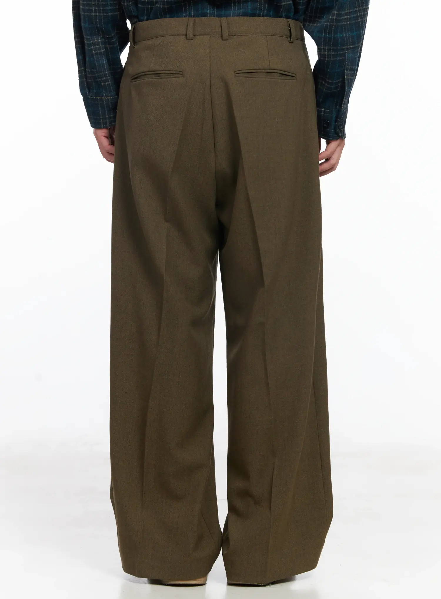 Men's Khaki Wide Leg Slacks IJ521 - Image 7