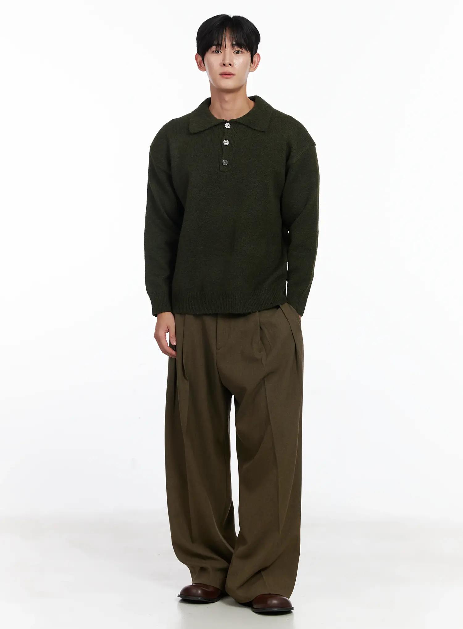 Men's Khaki Wide Leg Slacks IJ521 - Image 8